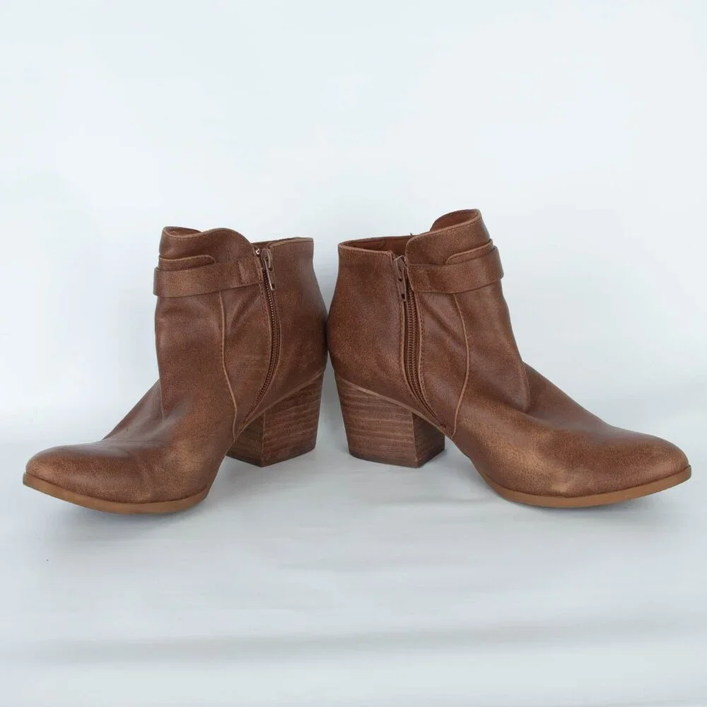BearTraps Womens Nanette Ankle Boots Size 8M Tan Side Zip Casual‎ Workwear